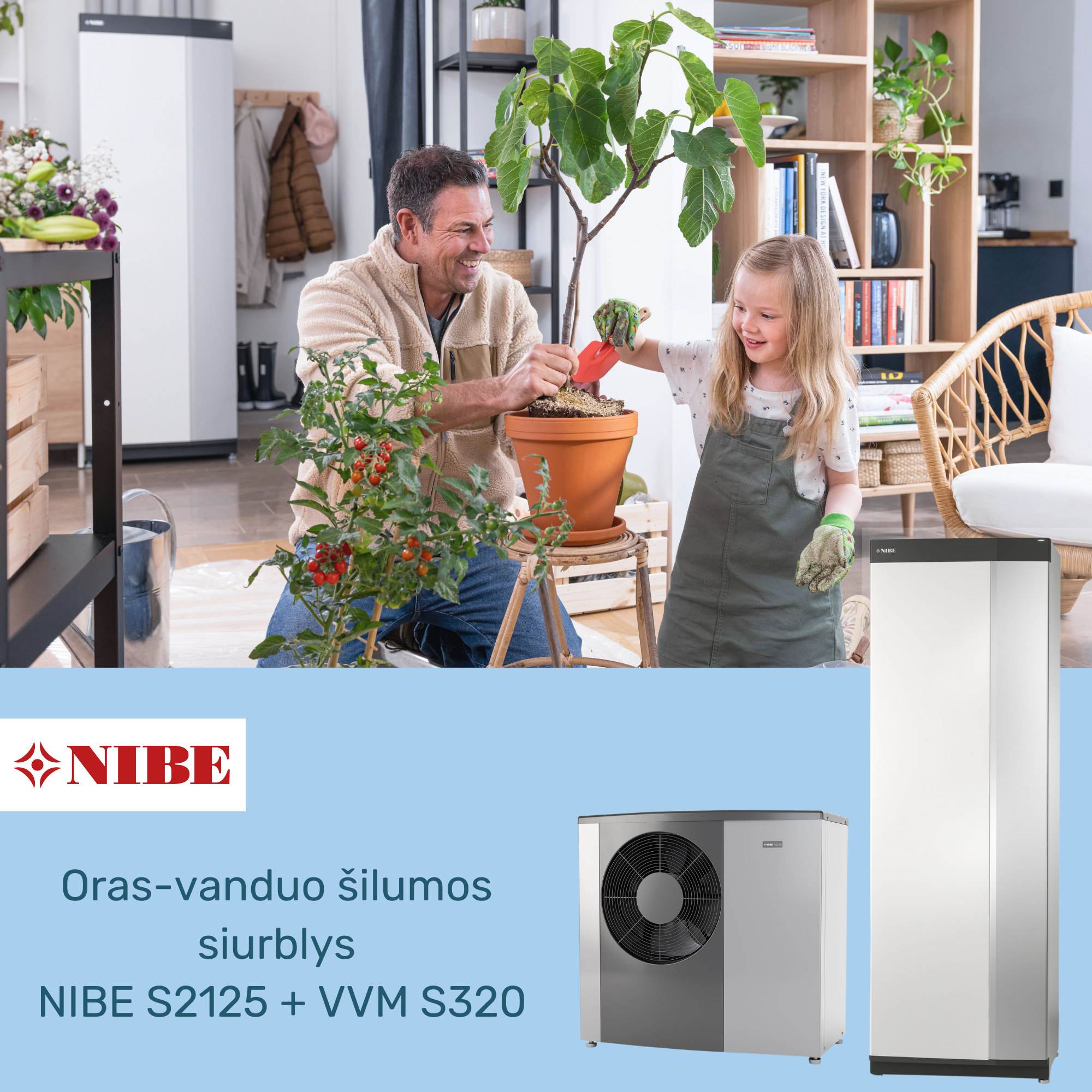 Oras-vanduo šilumos siurblys NIBE S2125+VVM S320 - TavoSildymas.eu