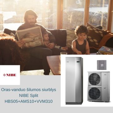 Oras-vanduo šilumos siurblys NIBE Split HBS05+AMS10+VVM 310 (16 kw) - TavoSildymas.eu