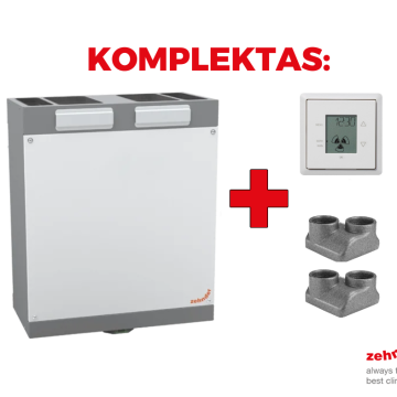 Plokštelinis ENTALPINIS rekuperatorius Zehnder ComfoAir 180 ERV su VALDYMO PULTU ir DN125 adapterių komplektu - TavoSildymas.eu